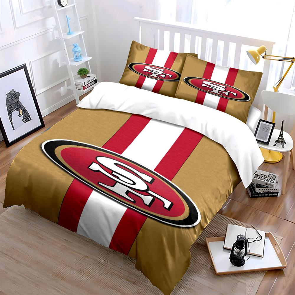"Red and Gold Oval Logo with SF Letters" Print Bedding Set Duvet Cover Pillowcases (1* Duvet Cover 2* Pillowcases Do Not Include Comforter)