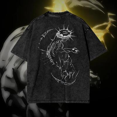Vintage T-shirt Men's Jojo's Bizarre Adventure Jesus Washed Cotton T Shirt Summer Streetwear Men Women Tops Clothing