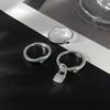 Salircon 3Pcs/Set Creative Inlaid Rhinestones Stackable Ring Women Fashion Jewelry Letter Pendant Knuckle Ring Men Accessory