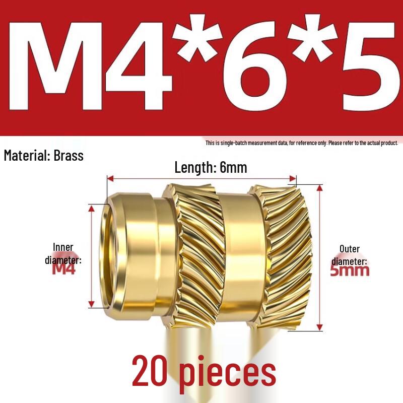 Hot-Melt M4 Brass Knurled Insert Nuts