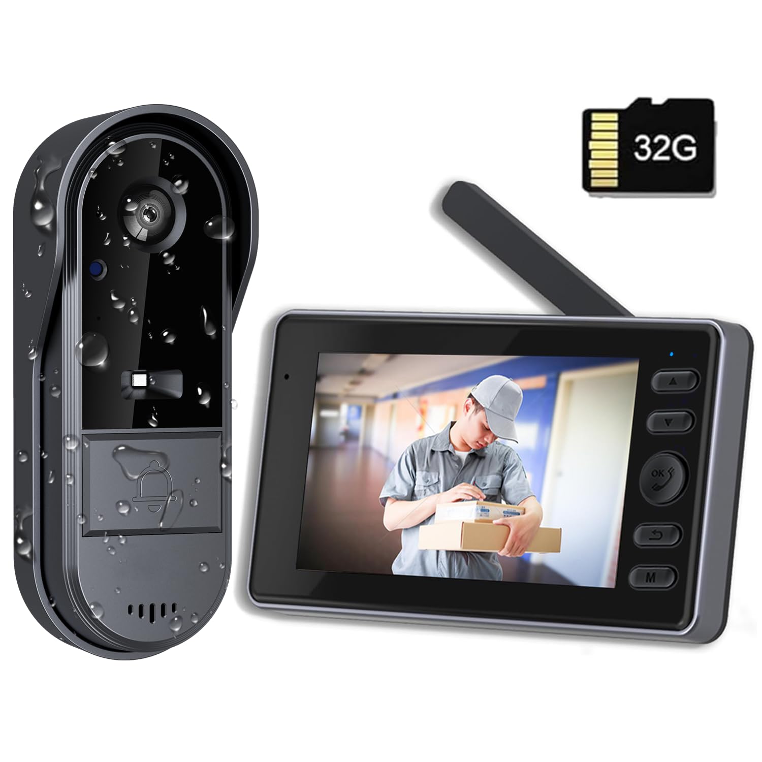 

ZAIDER Wireless Intercom, No Installation Required, Doorbell [2025 Improved | Automatic Recording & Remote Monitoring] Video Doorbell with Camera, 2.4