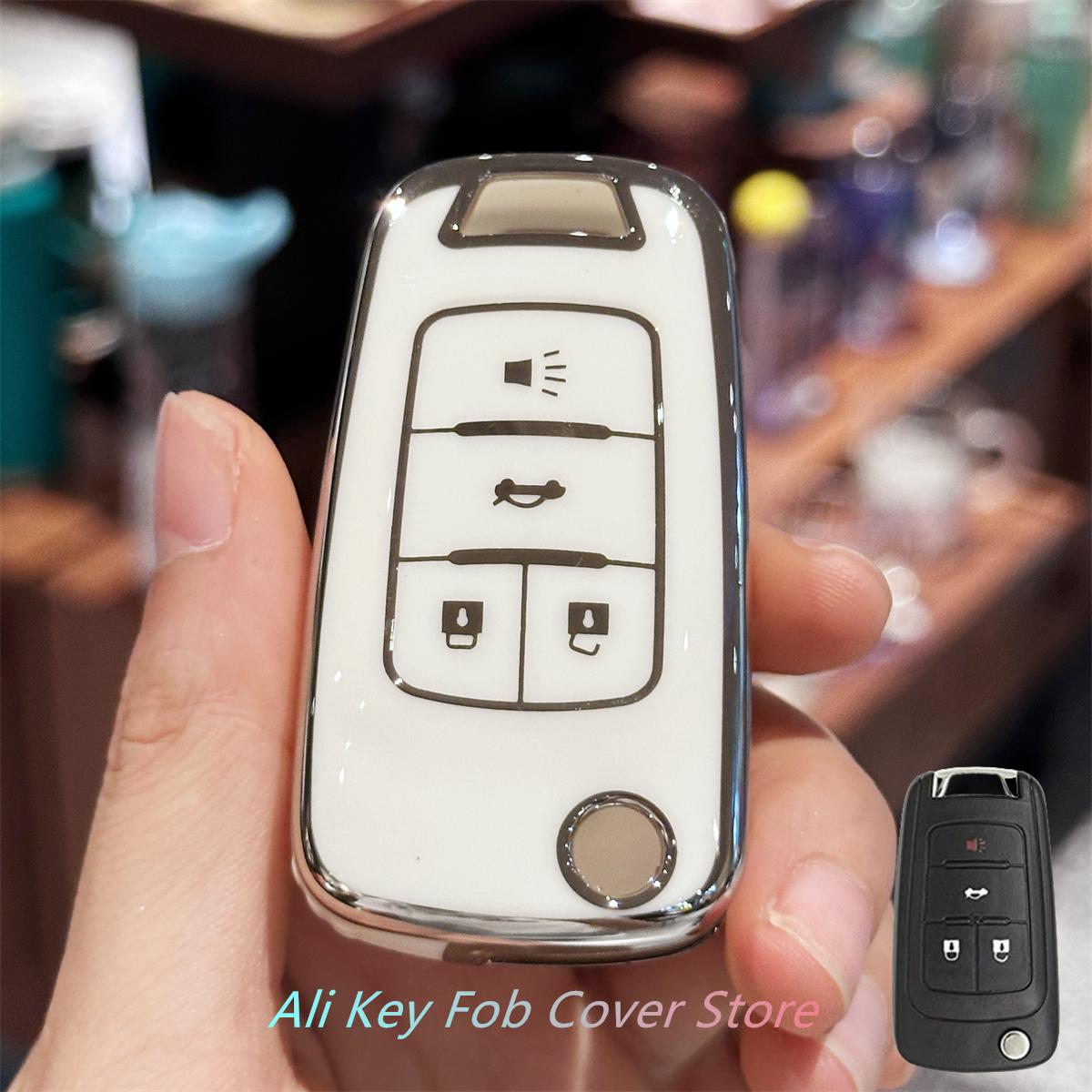 

Key Fob Cover Keychain Lanyard for Chevrolet 2010-2019 Impala Camaro Cruze Equinox Malibu Sonic 4 Buttons белый