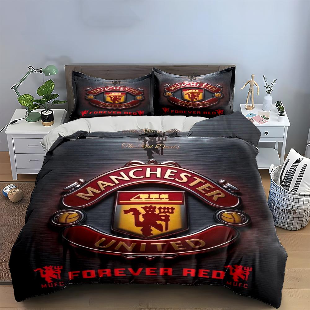 Manchester United Bedding Set Bedding Duvet Cover Set Duvet Cover Pillowcases Home Decor (1 * Duvet Cover 2 * Pillowcases, Without Duvet Insert)