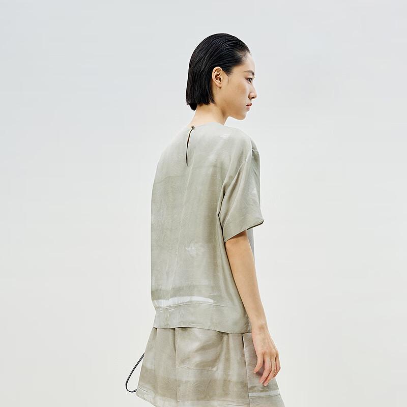 LESS Mulberry Silk Round Neck Short Sleeve Shirt