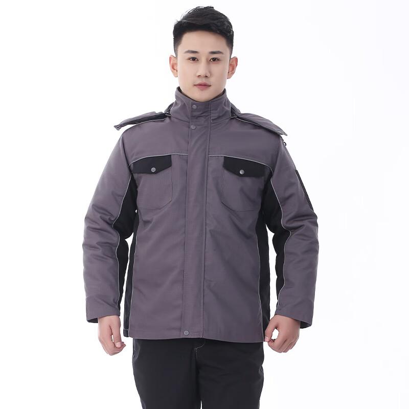 

Мужская зимняя рабочая куртка с хлопковой подкладкой и съемным капюшоном 4XL