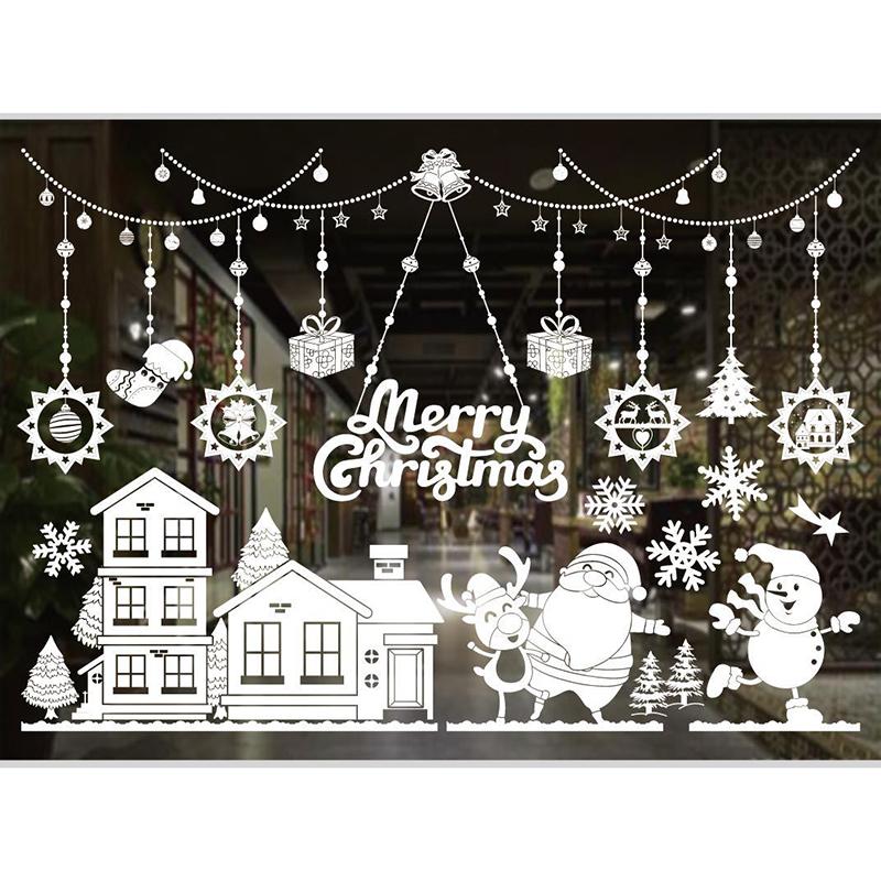 Electrostatic Christmas Window Decal Sticker No Trace Xmas Window Clings Glass Decor No Glue Residue Multi Patterns