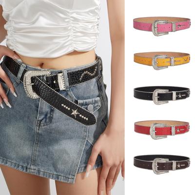 Sexy Waist Belt Jeans Belt PU Studded Diamante Belt Casual Ceinture Punk Modern Belt Street Dance Crystal Belt