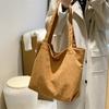 Sac à Provisions en Velours Grande Capacité Sac à Bandoulière Simple en Toile Artistique Sac à Main Multifonctionnel Loisir Rétro Couleur Unie pour Femme