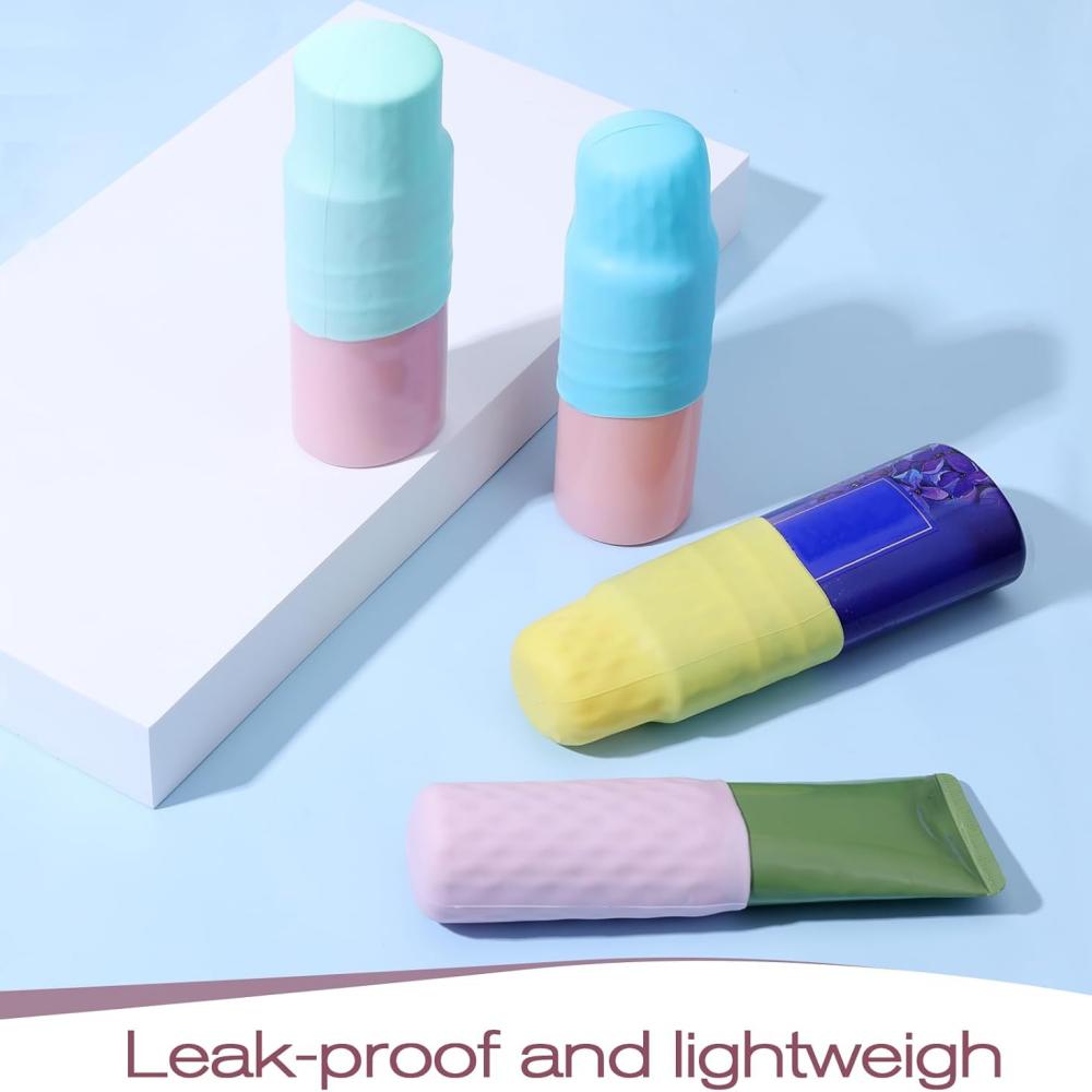 5/6 silicone bottle caps for travel essentials accessories, leak-proof elastic caps, suitable for travel-sized bottles of toilet