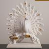 Decorative Peacock Statue vase Carved Tabletop Ornament Gold-Toned