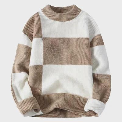 Pull à col roulé contrasté pour homme 2023 - Tricot épais et chaud pour l'automne/hiver