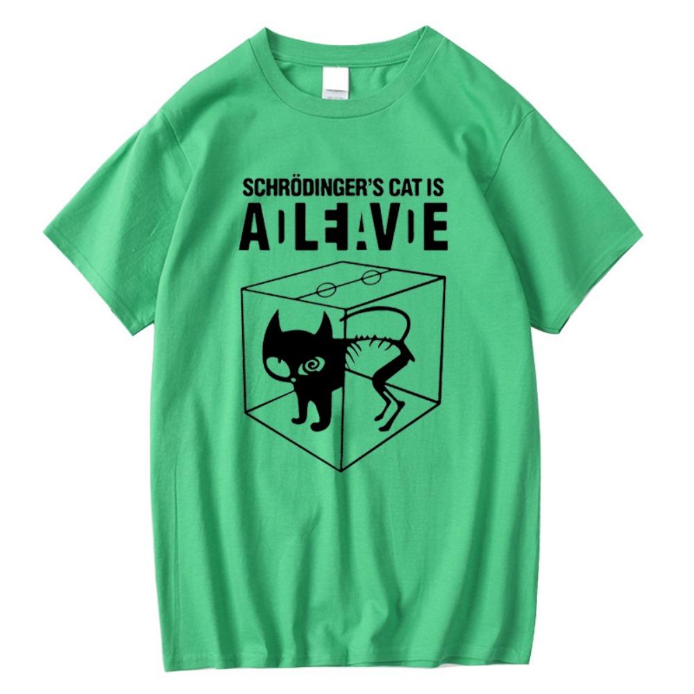 Men's T-shirt Top Quality Schrodinger's Cat Print Summer Short Sleeve Men T Shirt Casual The Big Bang Theory Mens Tshirt