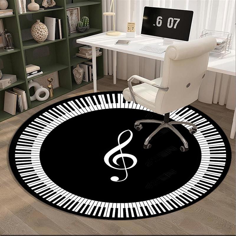 Music Harmony Symbol round carpet Chair cushion Round Entryway Rug, Soft Round Rugs for Living Room, Bedroom, Circle Carpet decor gifts