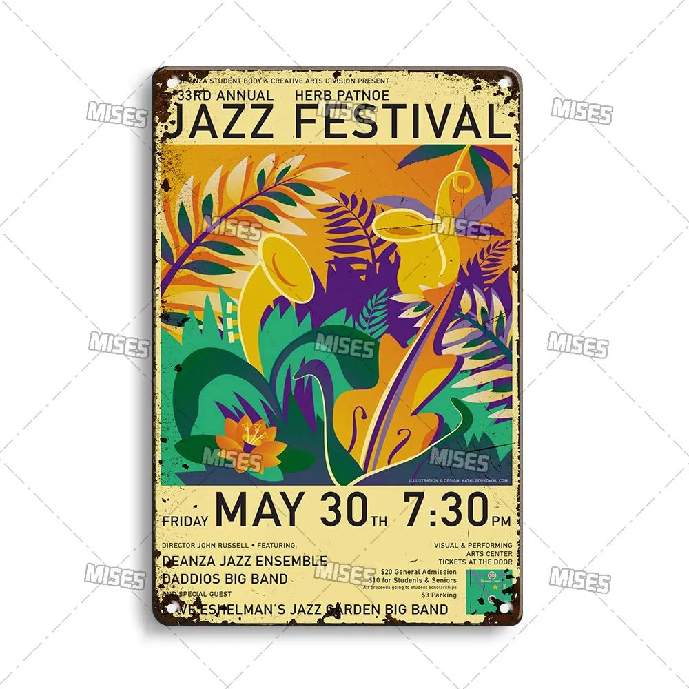 MISES JAZZ Metal Poster Vintage Metal Tin Sign Decorative Plate Metal Sign Music Metal Plaque Home Bar Studio Industrial Decor