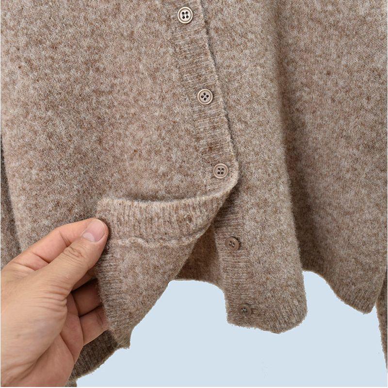 Export Cut Label Autumn and Winter New Female Long Sleeve Wool Knitwear Women's round Neck Single-Breasted Cardigan Outerwear Top Easiest for Match