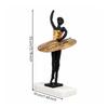 Metal Ballerina Statue with Rectangular Base Golden Dress for Bedroom