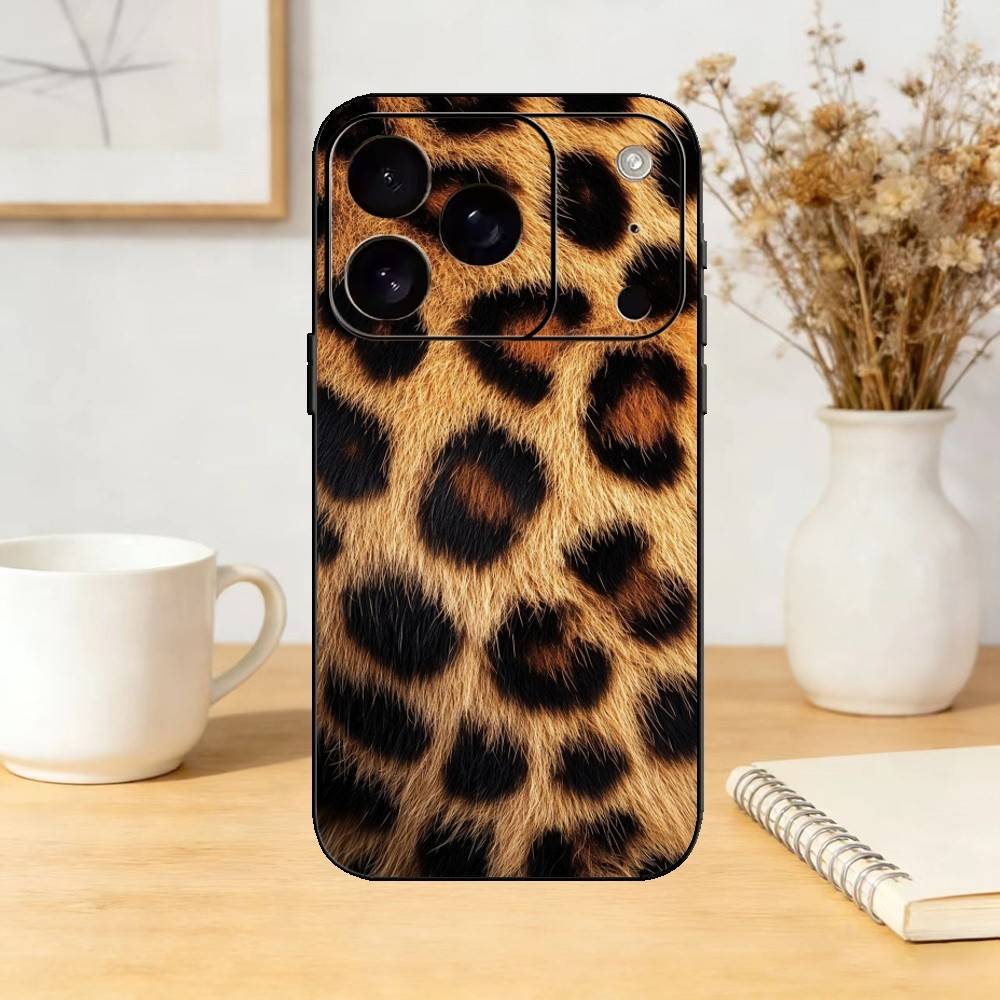 

Fashion Tiger Leopard Print Phone Case For iPhone 17,16,15,14,13,12,11 Plus,Pro Max,SE4Soft Silicone Black Cover iPhone13PROMAX