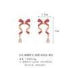 Elegant Butterfly Knot Dangle Earrings With Ribbon Zircon Drops Women Korean Sweet Style Mid-Length Studs