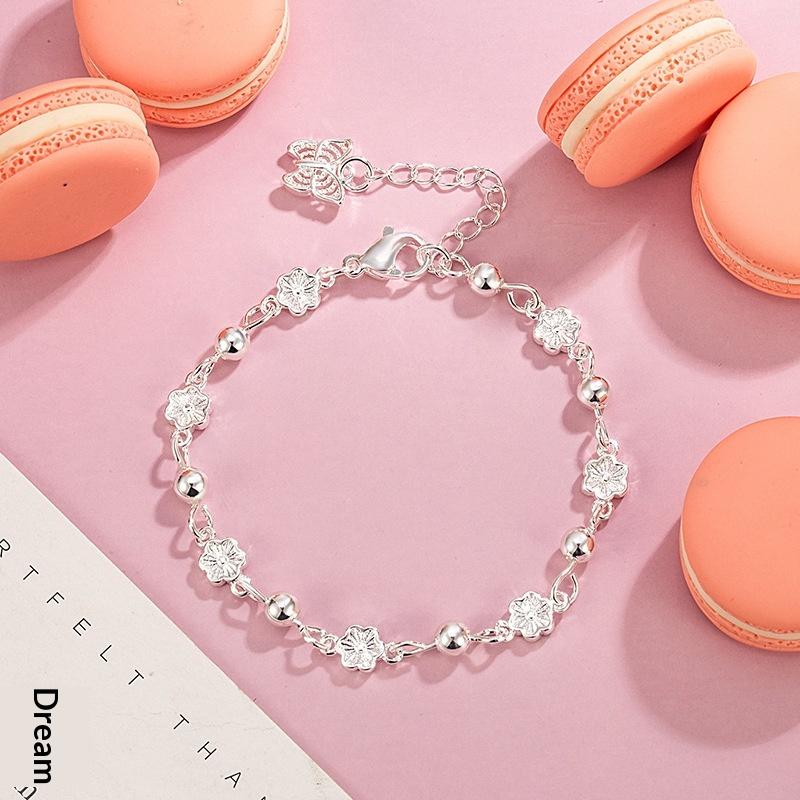 Charm Bracelet Silver Butterfly Peach Blossom Bracelet For Women Charm Temperament Bracelet Party Wedding Jewelry Gifts