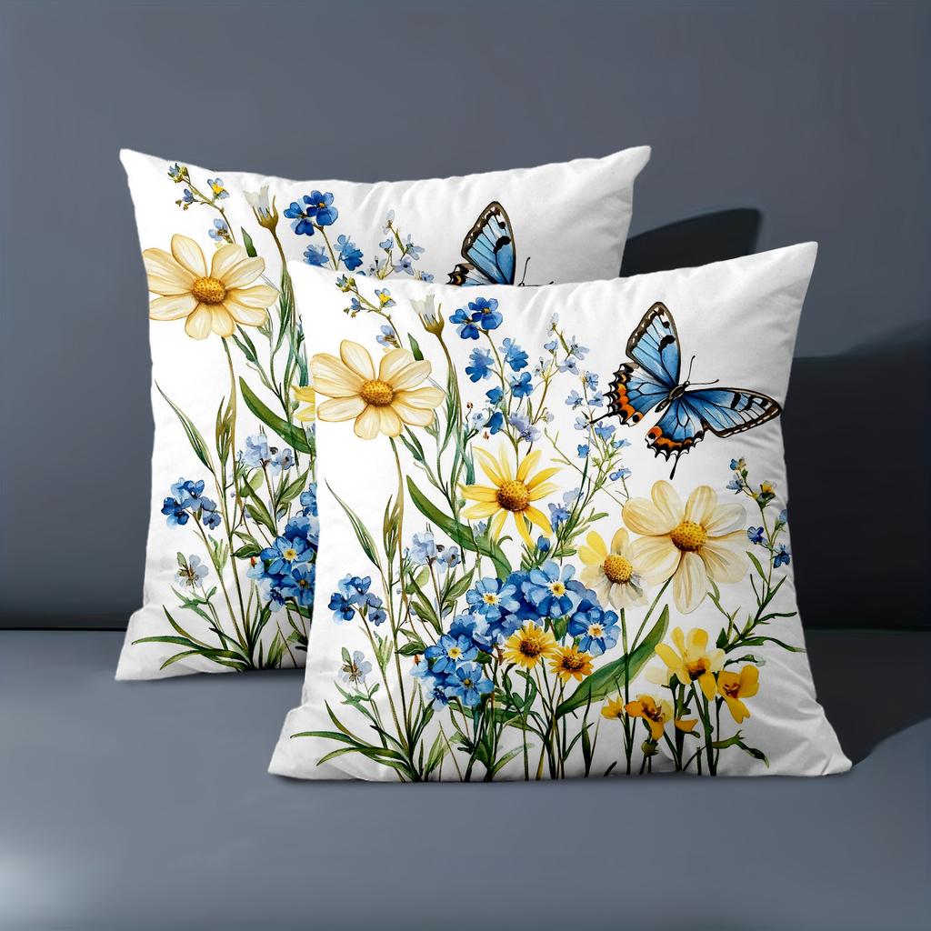 1 Pieces Floral Butterfly Print Decorative Throw Pillow Covers Polyester Pillowcase Sofa Decorative Cushion Cov Headboard Pillow