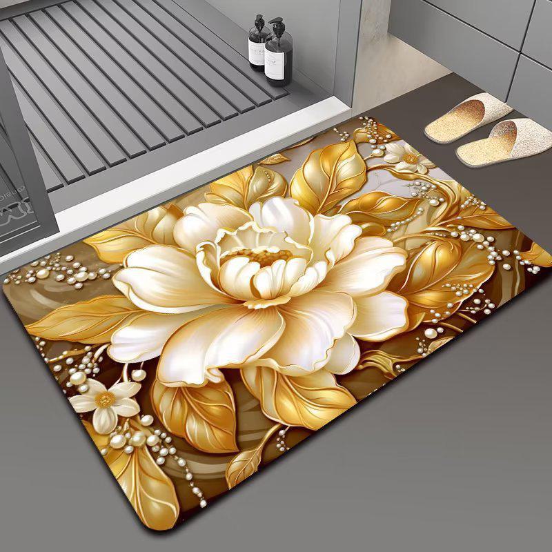 

Нековзкий килимок для ванної кімнати, що вбирає грязь із квітковими квітами, можна прати в машині model 11, 40cm x 60cm