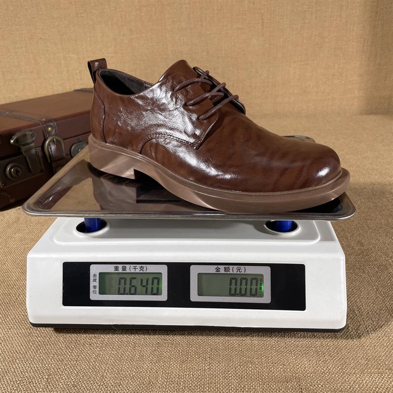 Men's Casual Business Leather Shoes with Straps Men's Single Shoes Brown Black Top Layer Cowhide Pigskin Inner Leather Shoes