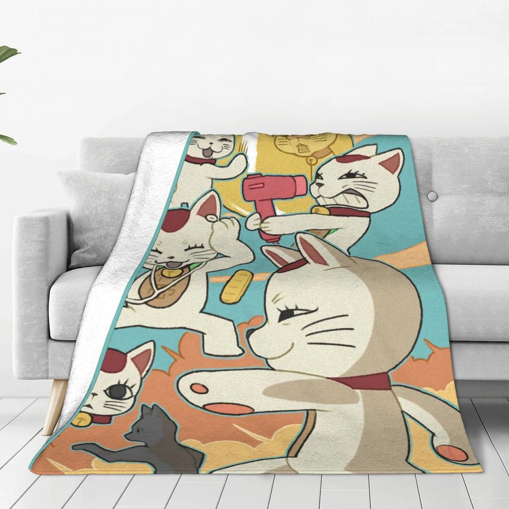 Turbo Granny Cat Flannel Blankets Winter Soft Warm Throw Blanket for Girls Boys Bedroom Graphic Bedspread Sofa Bed Cover