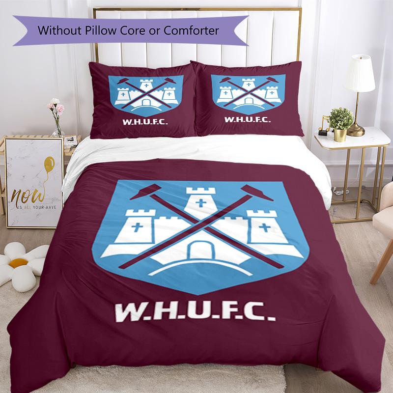 West Ham United Pattern Printed Pattern Duvet Cover Set – includes 1 duvet cover and 2 matching pillowcases Bedroom decor Christmas gifts