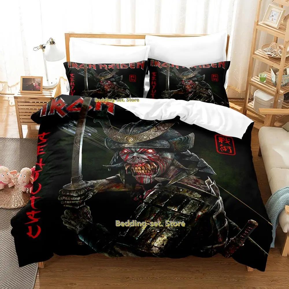 New Hip Hop Maiden Heavy Metal Bedding Set Cartoon Anime Three-piece Set Adult Kid Bedroom Duvetcover Sets Queen Bedding Set