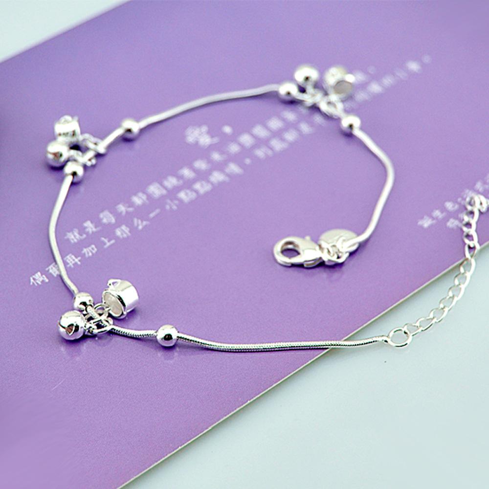Fashion100 %925 Sterling Silber Fußkettchen Frauen Nette Tasse Glocke Fuß Schmuck Sommer Strand Barfuß Sandalen Armband Knöchel Geschenk