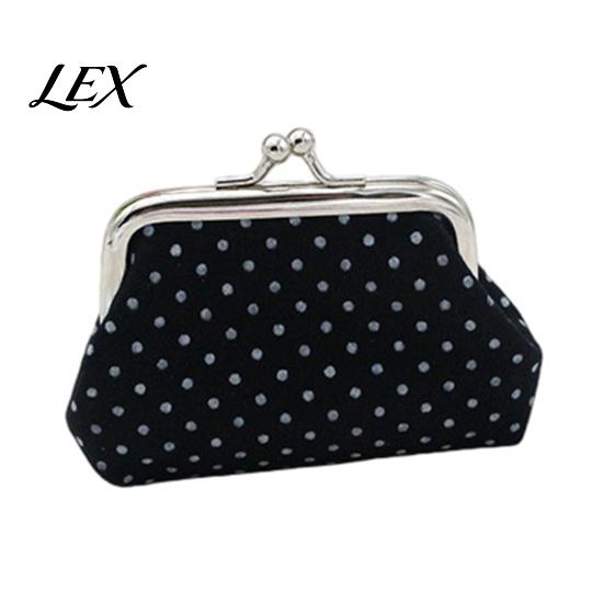 Retro Polka Dot Purse Women Coin Purse, Printing Mini Lightweight Pouch, Pocket Size Compact Storage Kiss Lock for Coins Earrings Hair Ties
