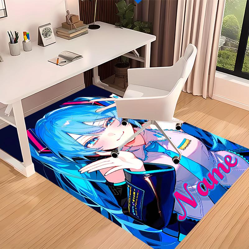Custom personalization Hatsune Miku Print Area Rug - Soft, Washable Non-Slip Indoor Mat,Living Room,Home&Office Decorative Rug