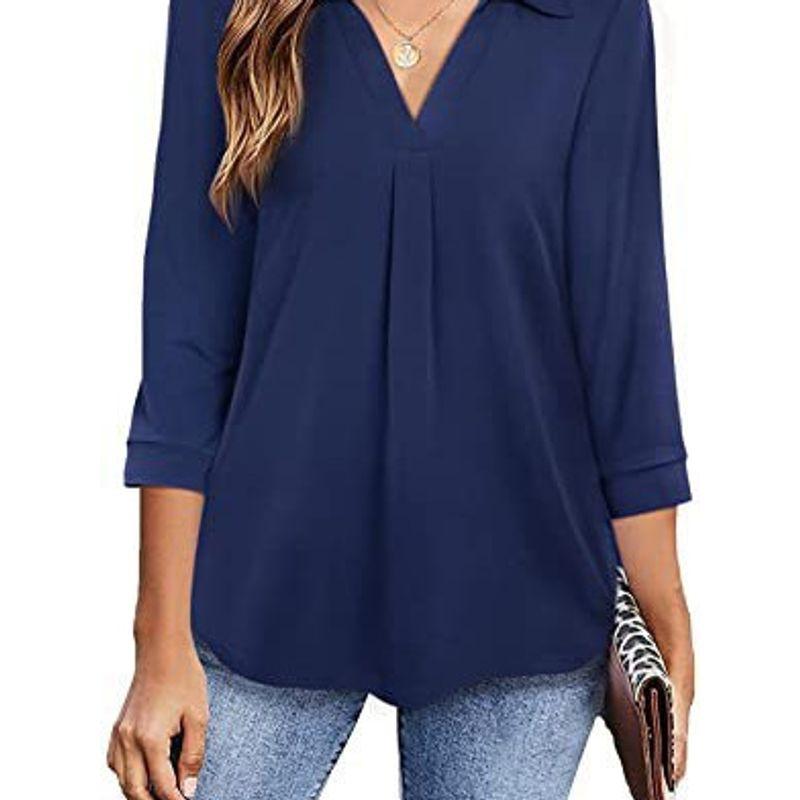 2022 Long Sleeve Shirt Pullover Loose V Neck Shirt Women