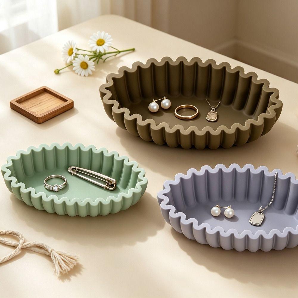 S/M/L Wavy Edge Tray Mold Striped Design Storage Bowl Mold New Flower Pot Mold Soap Making