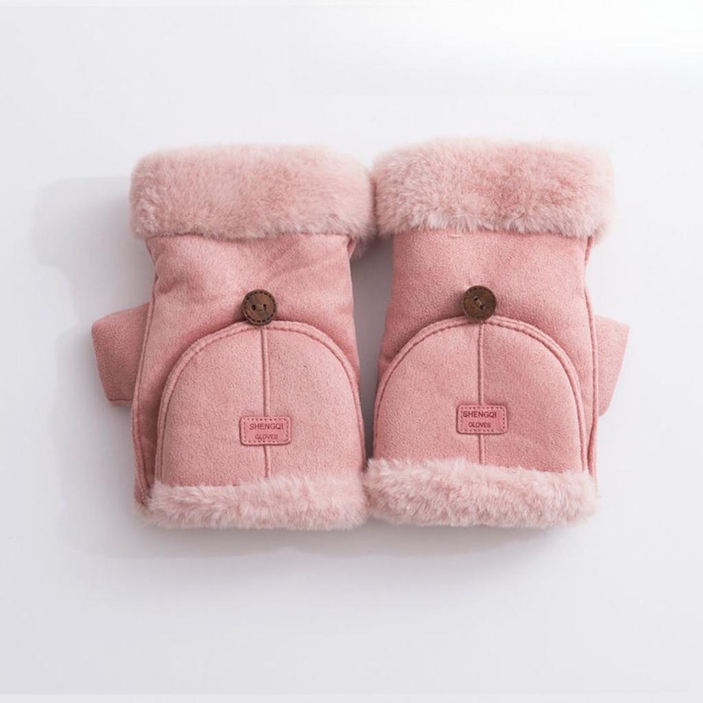 Cycling Gloves, Women's, Warm, Velvet, Thick, Flip, Half Finger Gloves