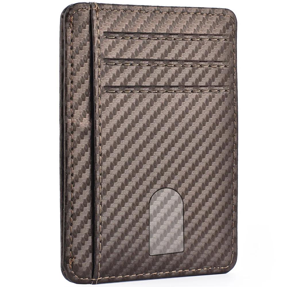 Men's Slim Thin Minimalist Front Pocket Wallets Men Anti Rfid Blocking Protected Magic ID Credit Card Holder PU Leather Wallets