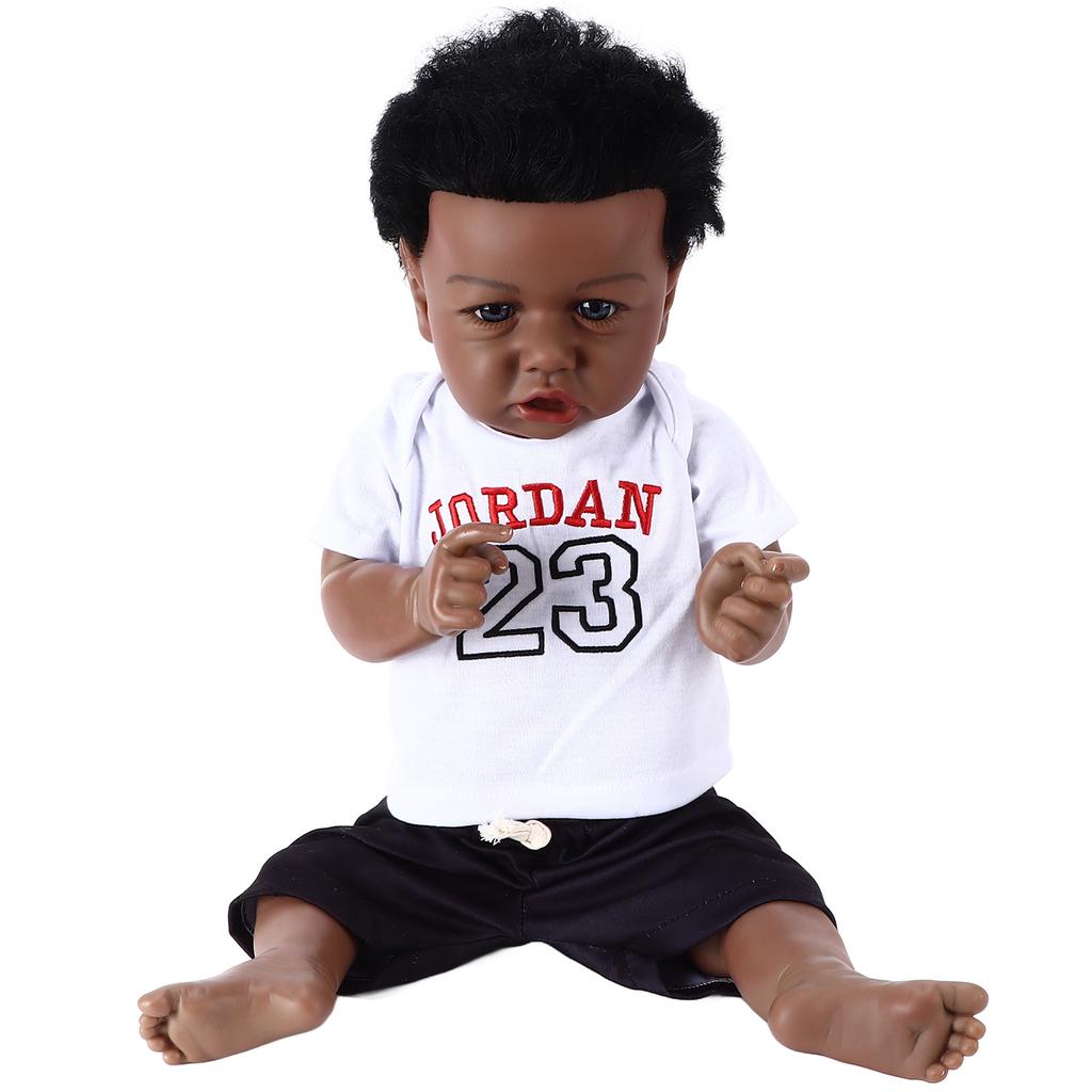 Reborn Baby Dolls Full Vinly Body Newborn African Black Baby Girls Dolls 22 Inches with Toy