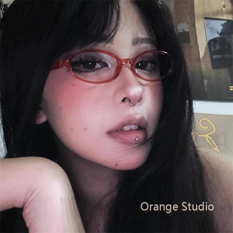 1/2/3pcs Y2K Vintage Small Oval Glasses Girls Style Red Green Frame Glass Eyewear Decorative Outdoor Anti-blue Eyeglasses Gifts