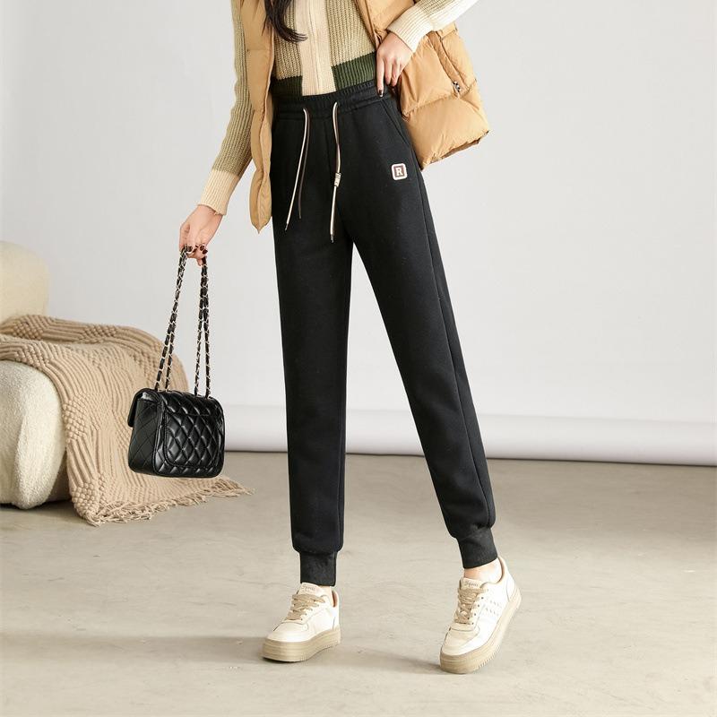 Winter Autumn Warm Women Pant Fashion High Waist Thick Loose Pants Solid Color All-Match Plush Sweatpants