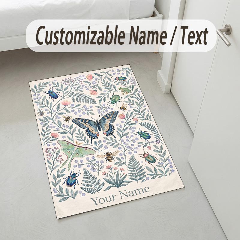 Native Art Theme Soft Crystal Velvet Rug Custom Name & Text Print Non Slip Floor Rug for Bedroom Living Room
