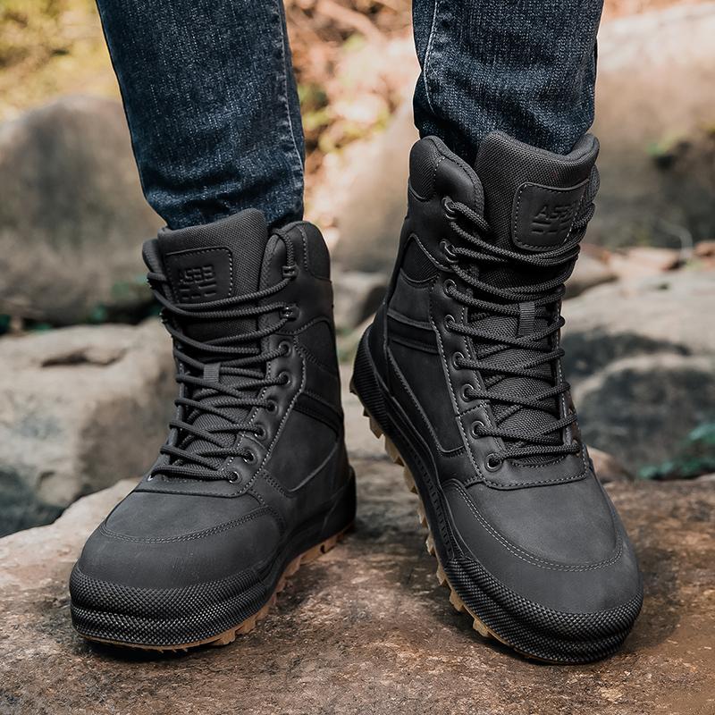 Men's Boots Outdoor Boots Lace-Up Motocross Boots Mountaineering Hiking Desert Waterproof Work Safety Shoes
