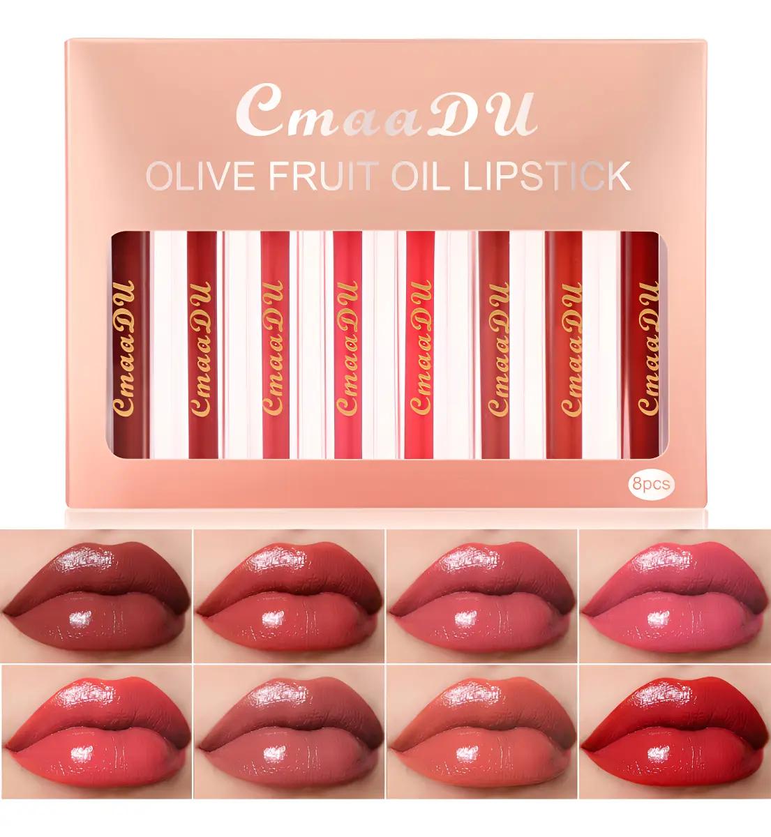 Cmaadu Lip Gloss Set 8 Aqua Resistant Square Tube