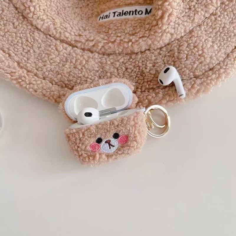 Cute Plush Teddy Bear Headphone Cover For Apple Airpods 4 3 2 1 and Airpods Pro2 3 Protective Case Against Falls