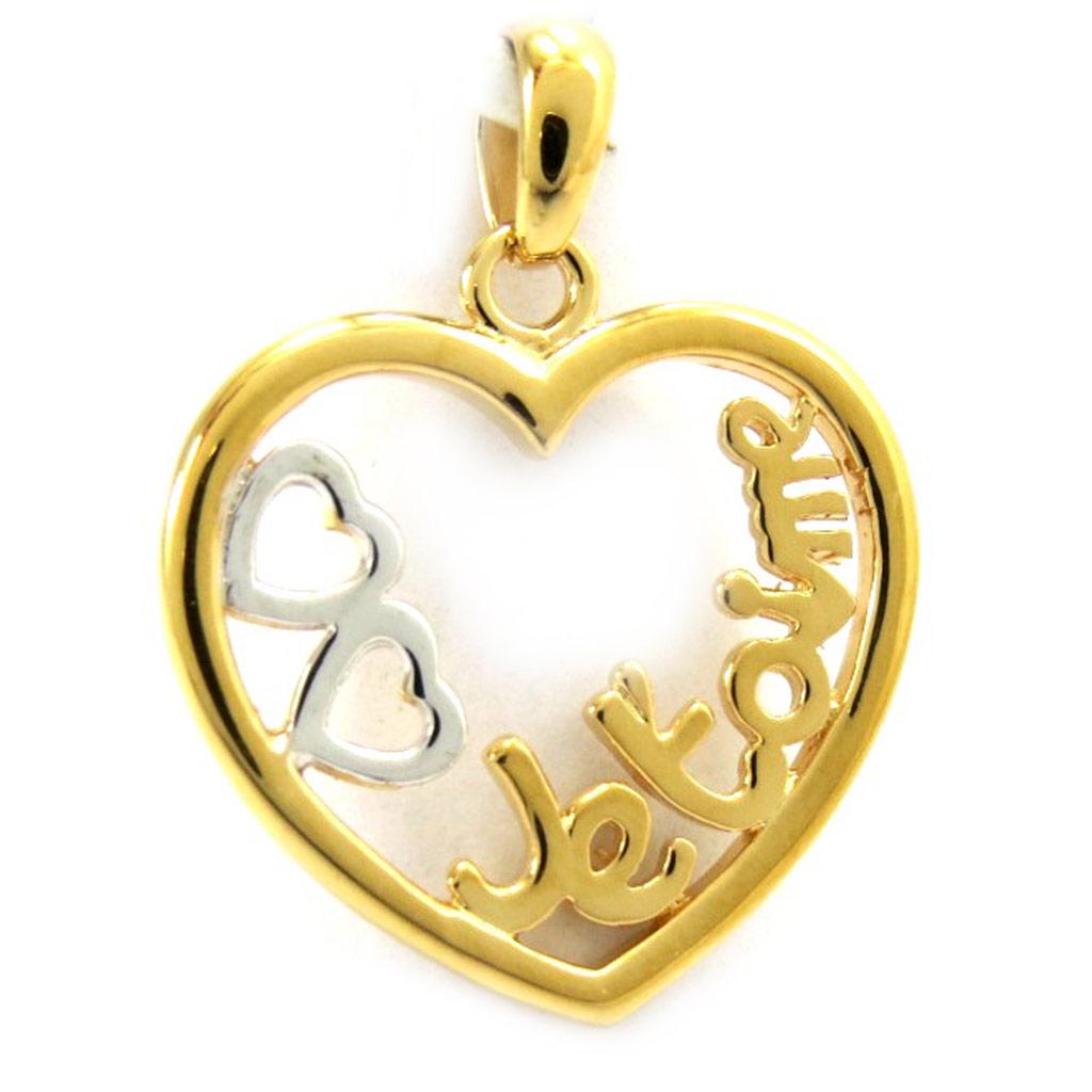 Altesse [G2371] - Two-tone Gold-plated 'Je t'Aime' Pendant