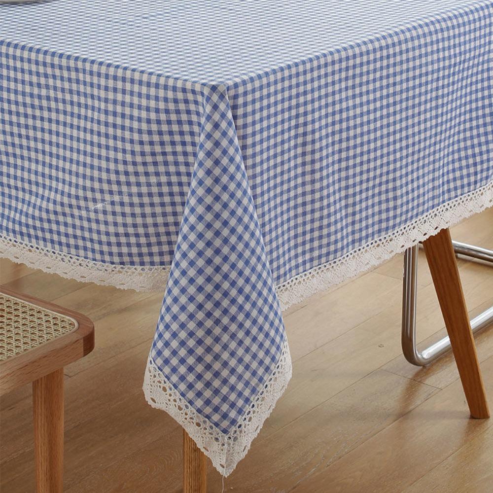 Dustproof Dining Table Cloth Washable Stain Resistant Checkered Table Cloth Oil Resistant Rectangular Tea Table Tablecloth