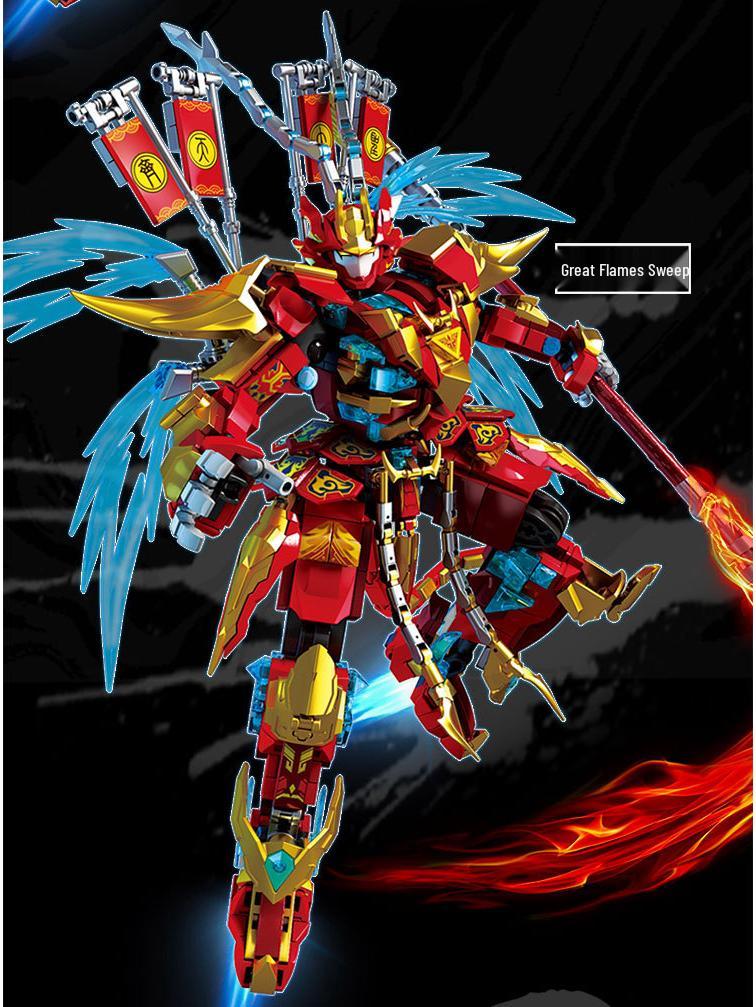 Le Yi Starburst Building Blocks: Hou Yi, Black Sun Wukong, Liu Er Mihou, Bai Qi Mecha Assembly Toy Set.