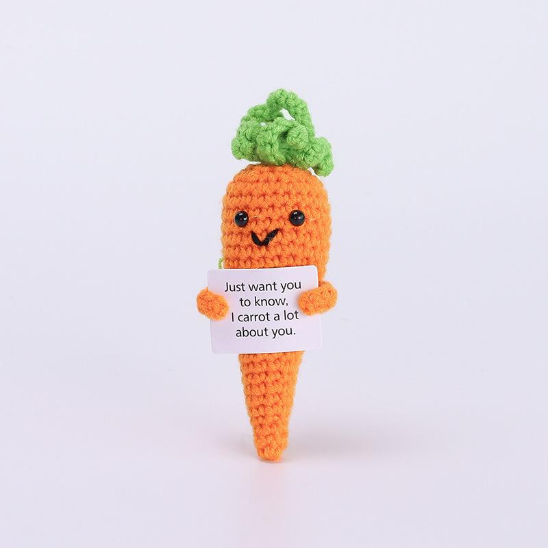 Funny Crochet Positive Energy Shark Doll with Card Home Room Decoration Handmade Wool Knitted Bee Ornament Christmas Party Gift