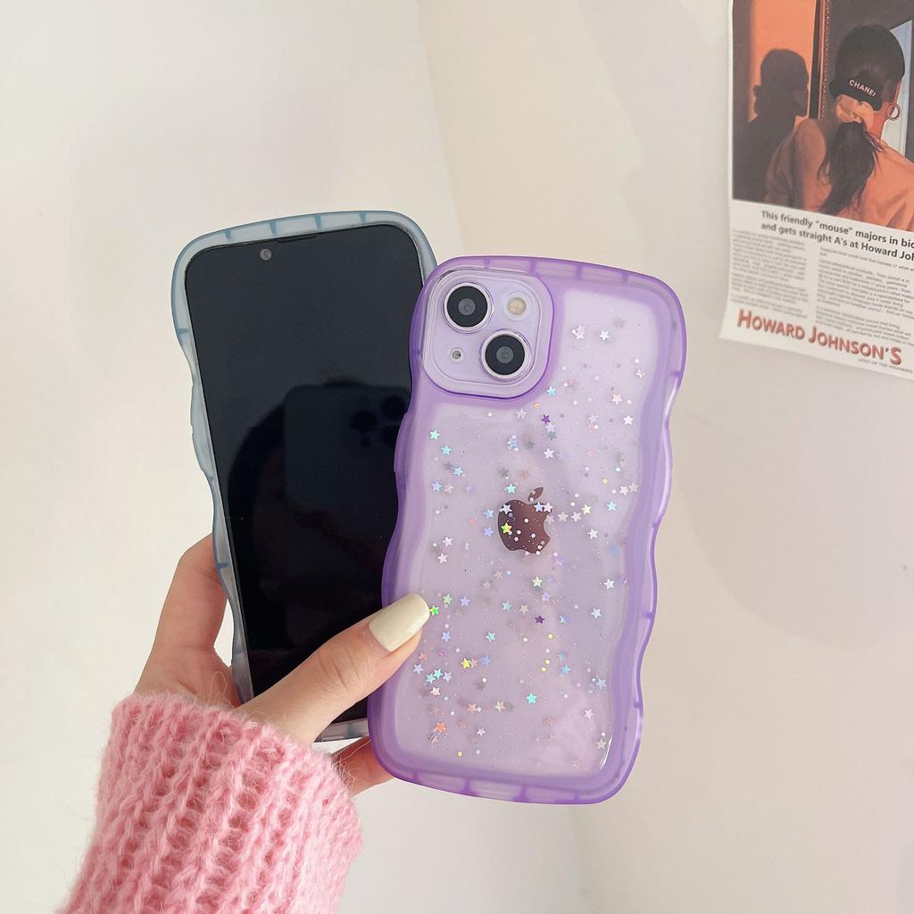 Glue Glitter Powder Wave IPhone 16E Mobile Phone Case Suitable for Apple 15 Promax Anti-fall 14 Protective Case