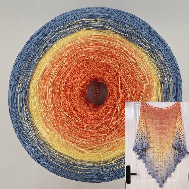 300g Mercerized Cotton Yarn Gradient Color Long Section Dyed Hand Wound Mixed Strand Cake Thread DIY Hand Knitted Shawl Scarf