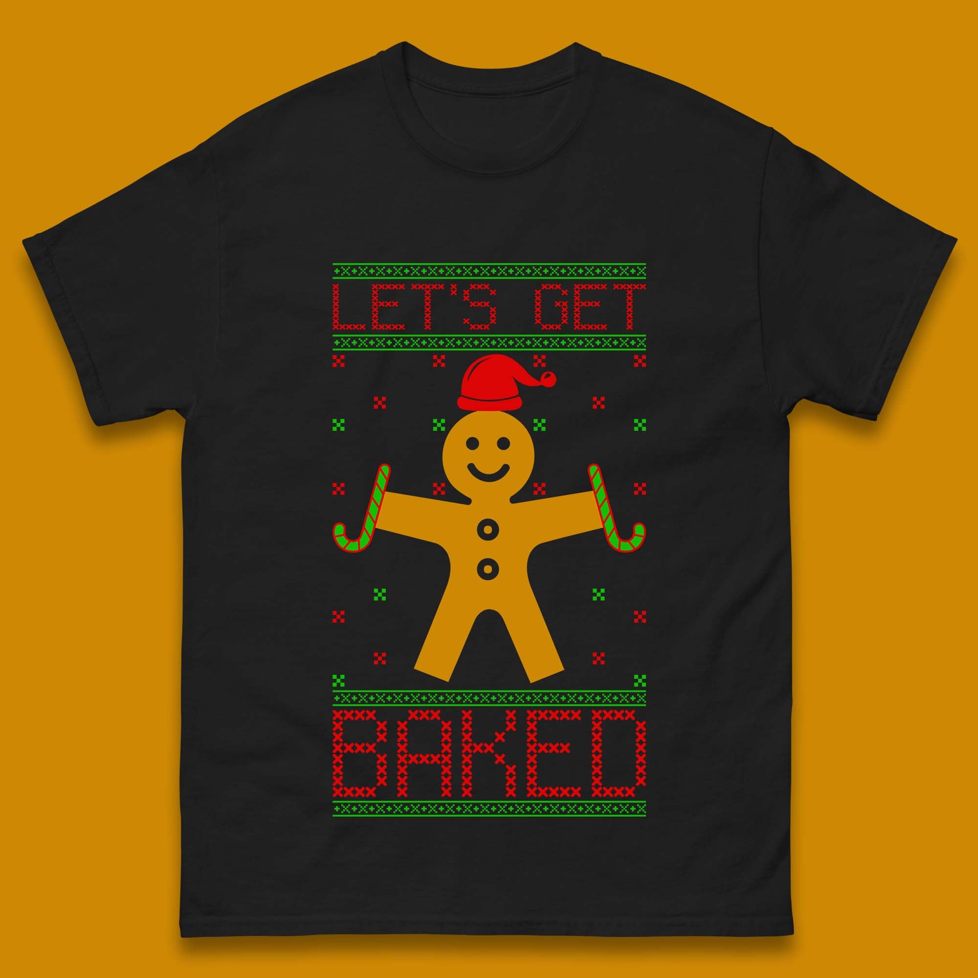 Gingerbread Christmas Mens T-Shirt Womens Tops Tees L